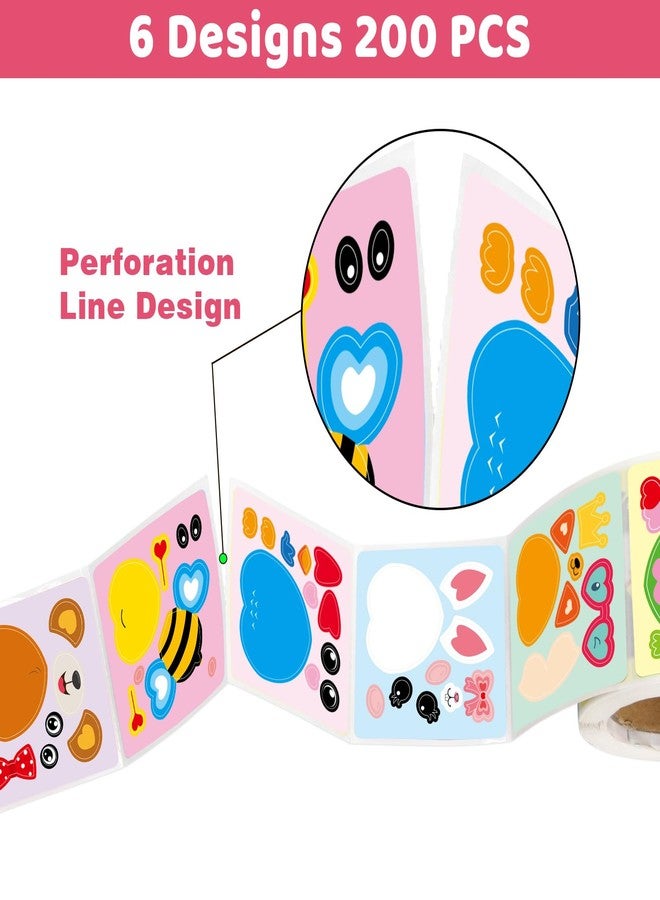 Ceiba Tree Valentine’s Day Stickers for Kids Make Your Own Animal Sticker Heart Rolled Scene Stickers 200Pcs for Classroom Home School Party - Image 4